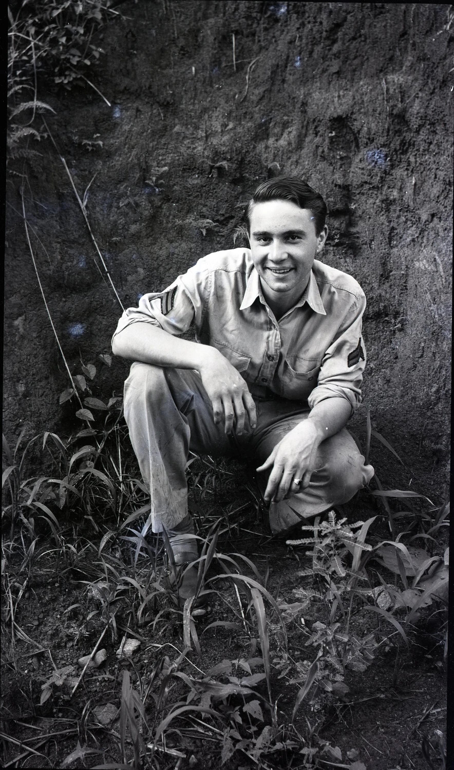 Portrait of a Non-Commissioned Officer Crouching Before an Embankment, Jack T. Kelley Album