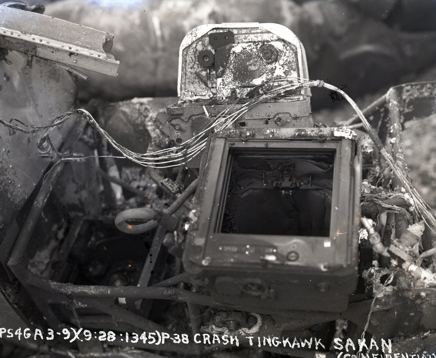 Wreckage of Crashed P-38 Lightning, Tingkawk Sakan Airfield, CBI Theater, WWII