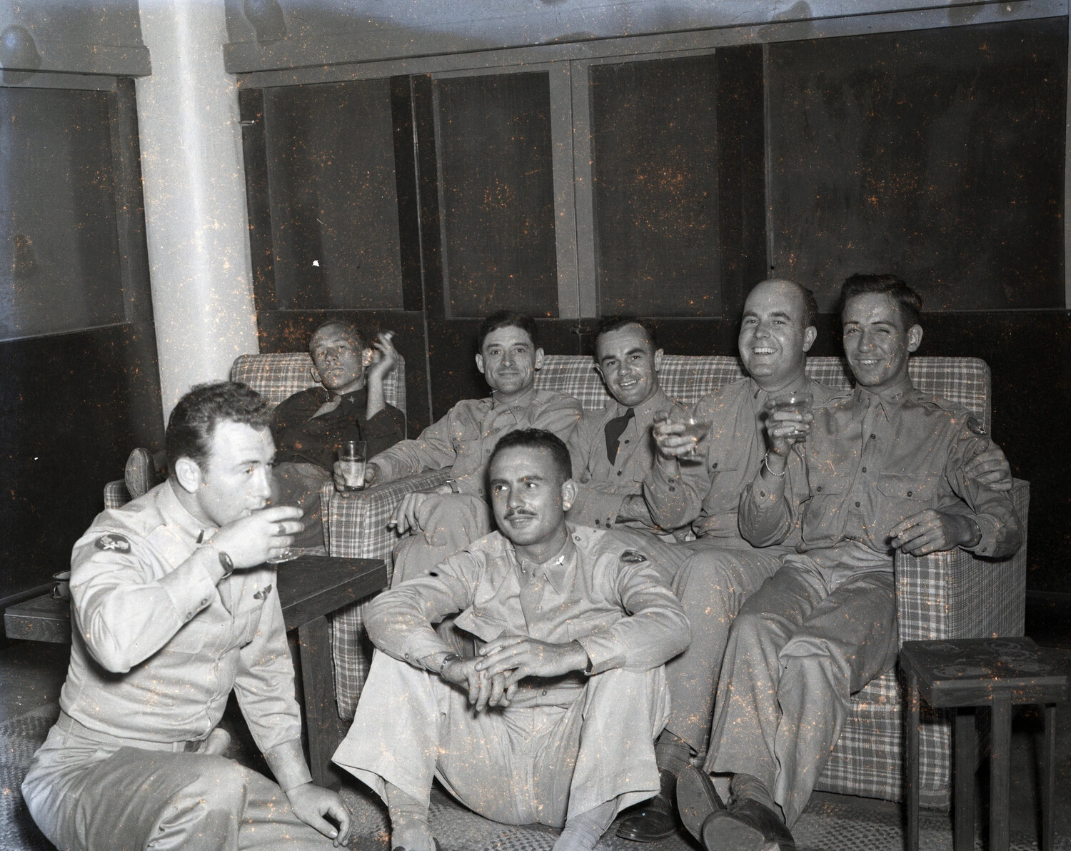 Group Portrait of American Servicemen Socializing, China-Burma-India Theater (Kotec Collection, Burma)