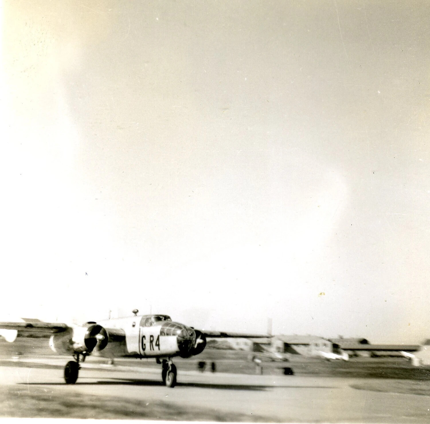 B-25 Mitchell Medium Bomber 'GR4' Taxiing at Airfield, 345th Bomb Group, WWII