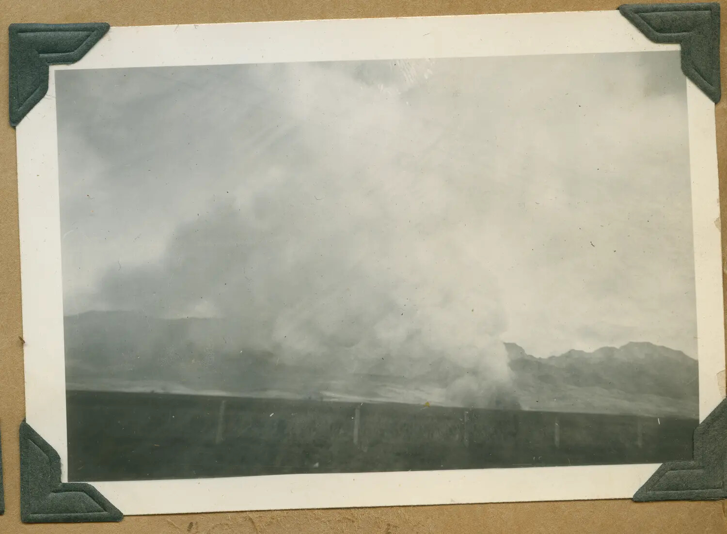 Large Smoke or Dust Cloud over Arid Terrain, Oahu, Hawaii, WWII Era