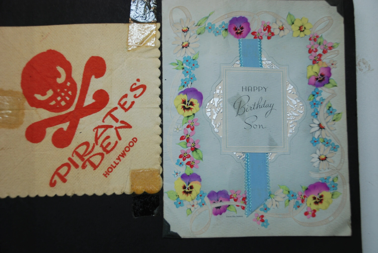 Pirate's Den Hollywood Souvenir Napkin and 'Happy Birthday Son' Greeting Card
