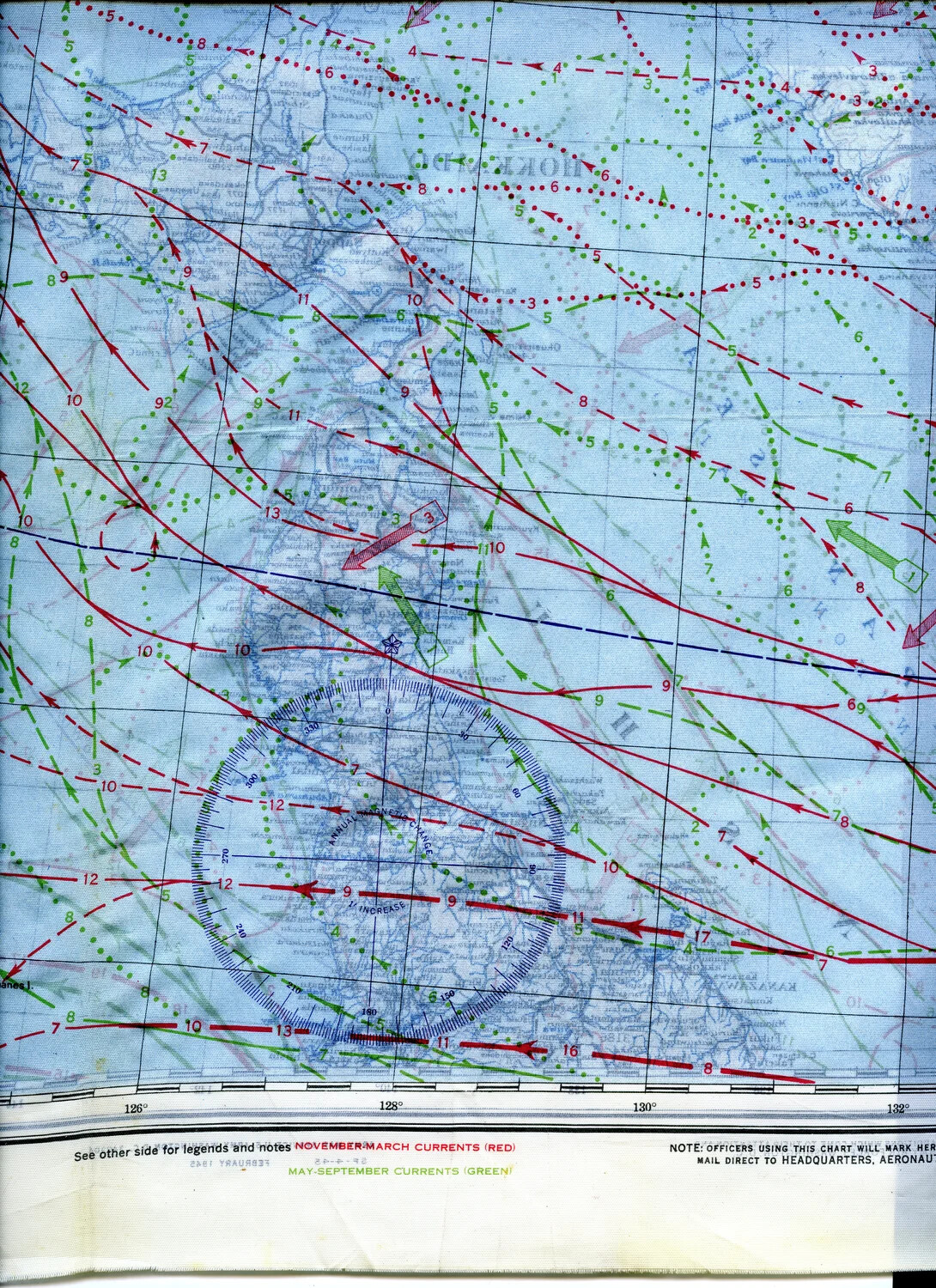 WWII Silk Escape and Evasion Map Fragment - East China Sea / Ryukyu Islands Region, 345th Bombardment Group
