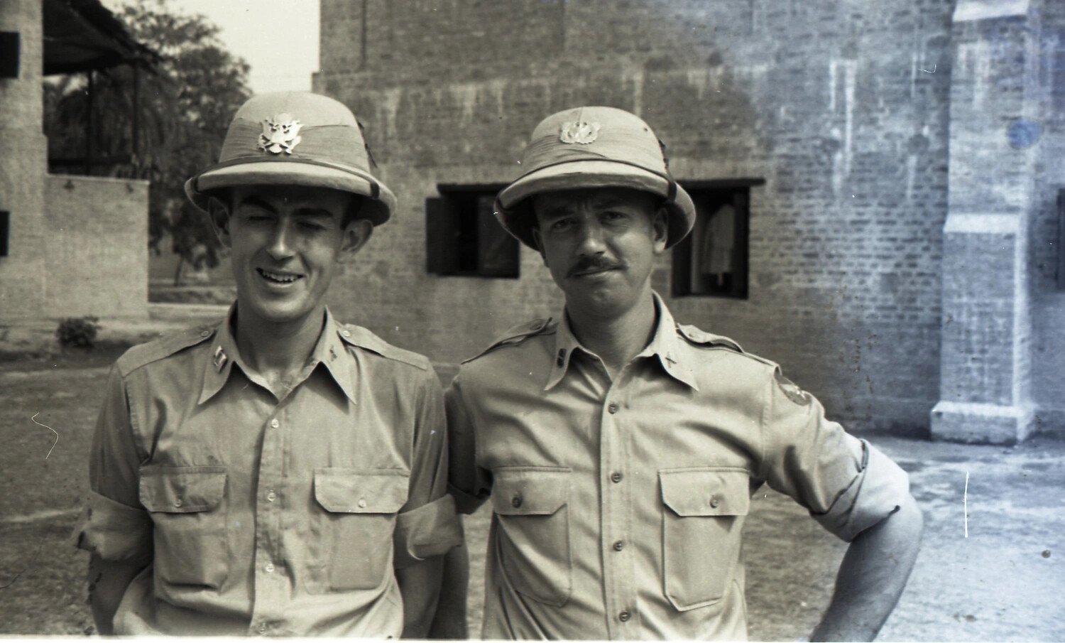 Two American Officers in Pith Helmets and Tropical Uniform, CBI Theatre