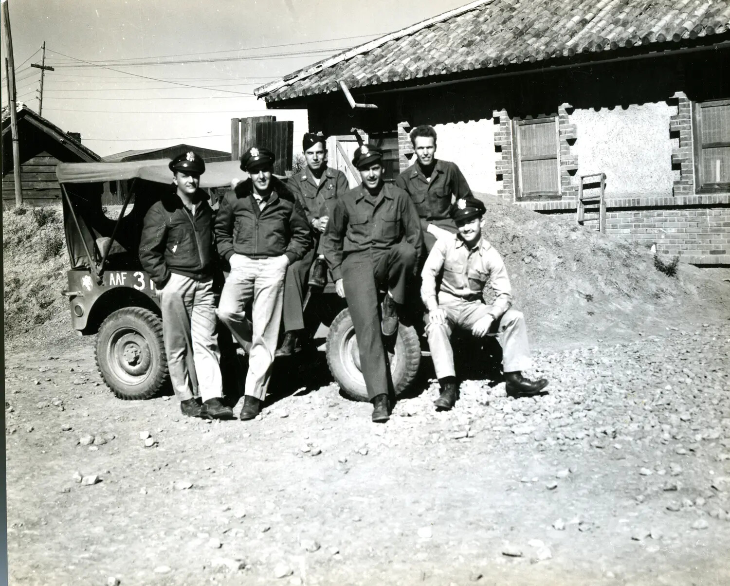 U.S. Army Air Forces Personnel Posed with Jeep, China-Burma-India Theater, World War II