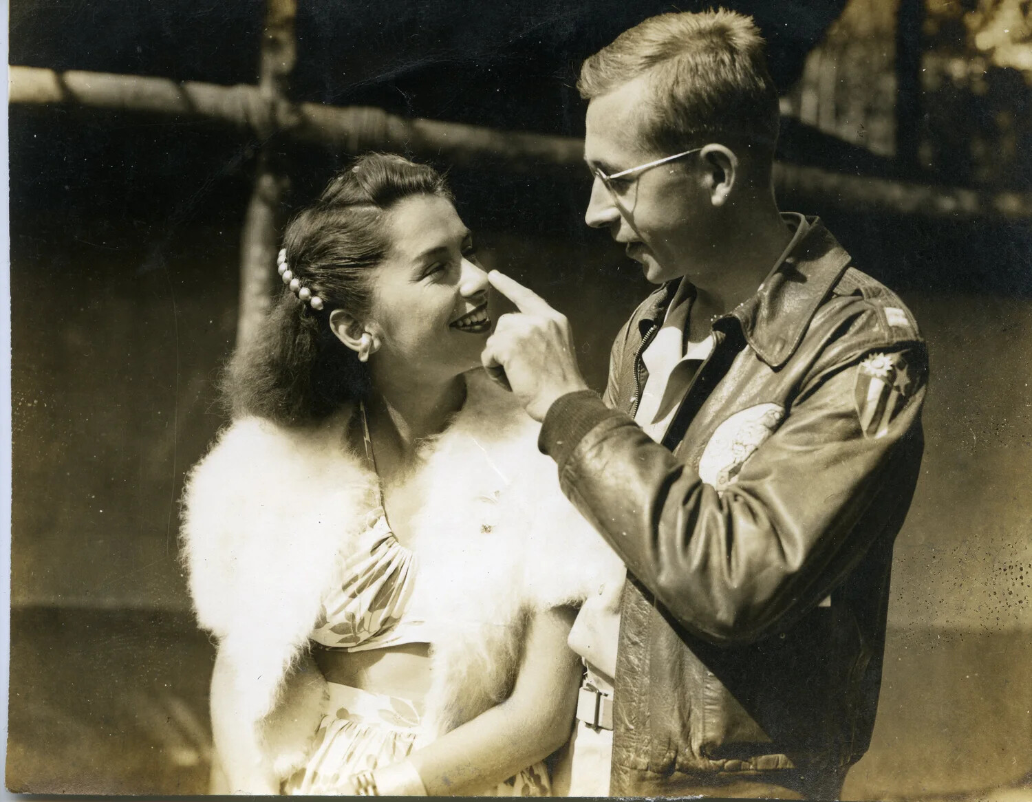 Airman in A-2 Flight Jacket with Companion, WWII China-Burma-India Theater Collection