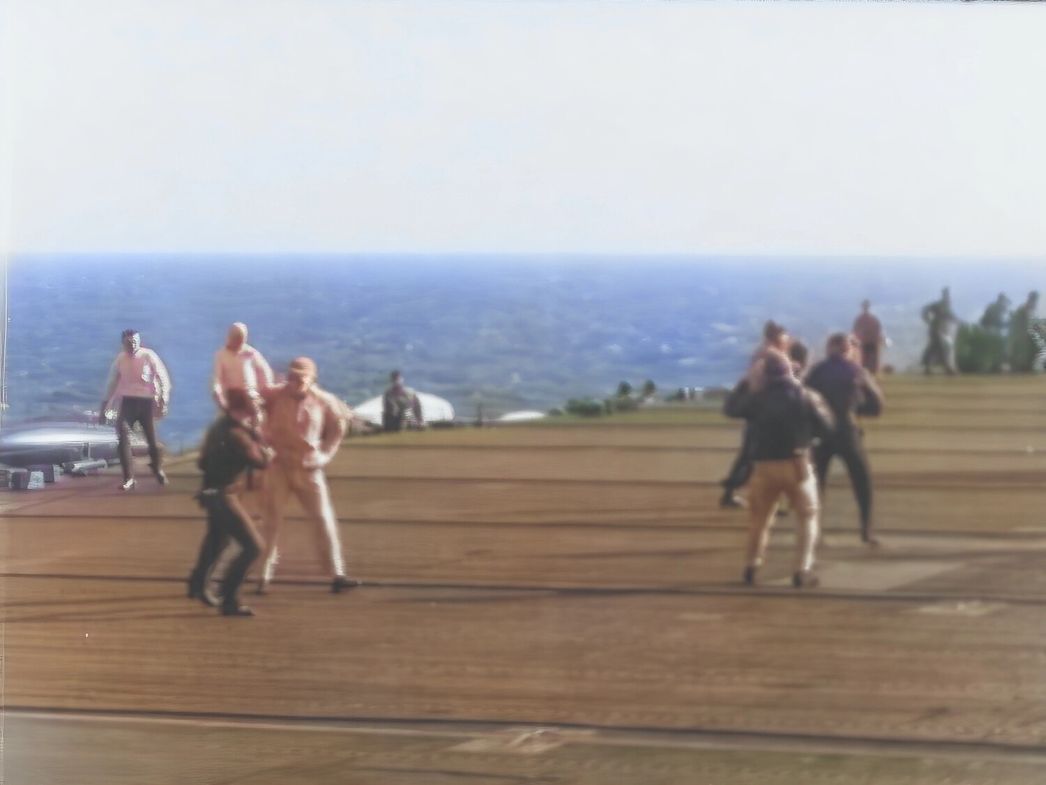 Sailors on Deck During Recreation Period, Upscaled Color Film Frame, WWII Pacific Theater