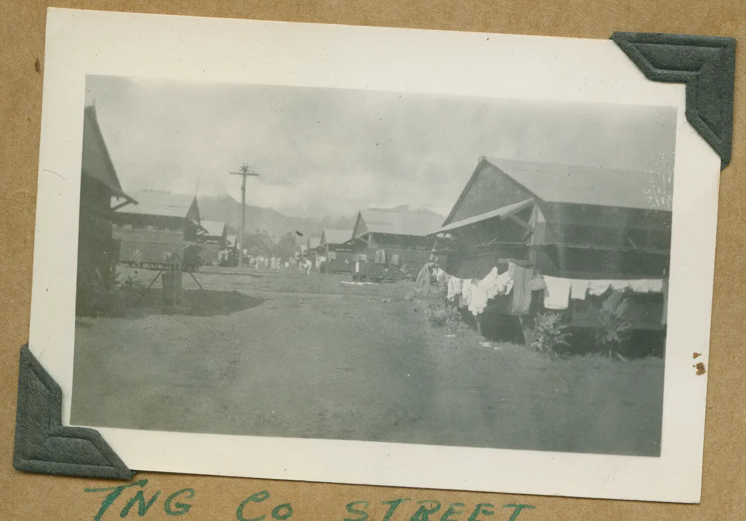 Training Company Street with Barracks and Laundry Lines, Wartime Hawaii