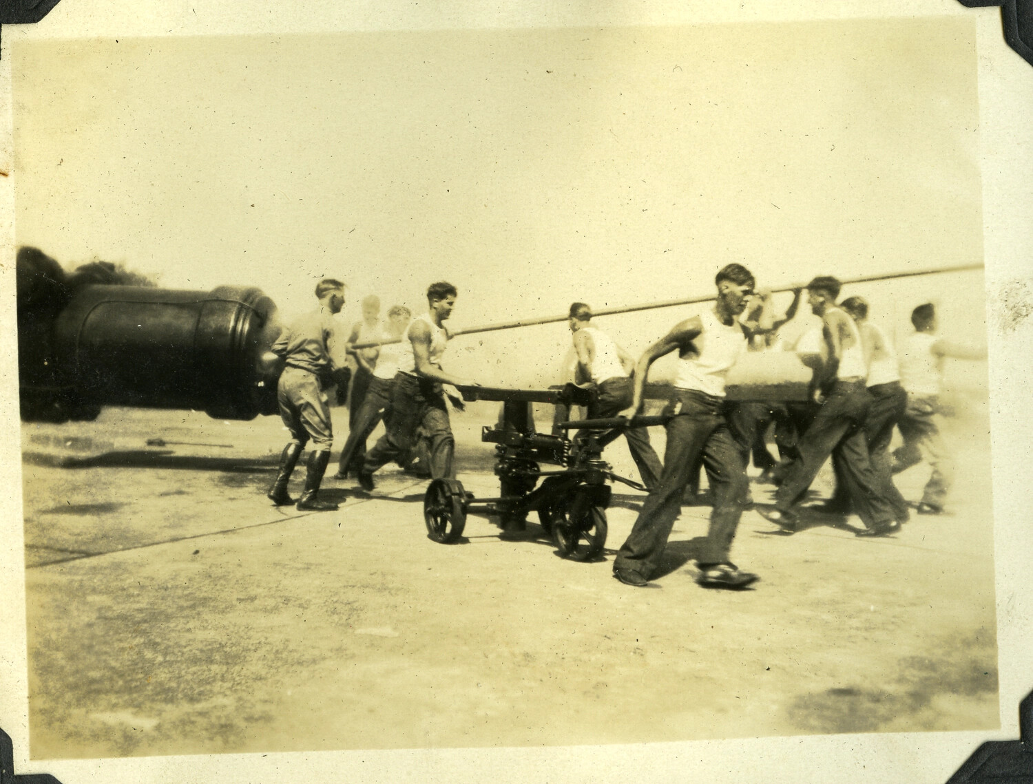 Gun Crew Moving Projectile on Hand Truck to Breech, Manila Bay Harbor Defenses
