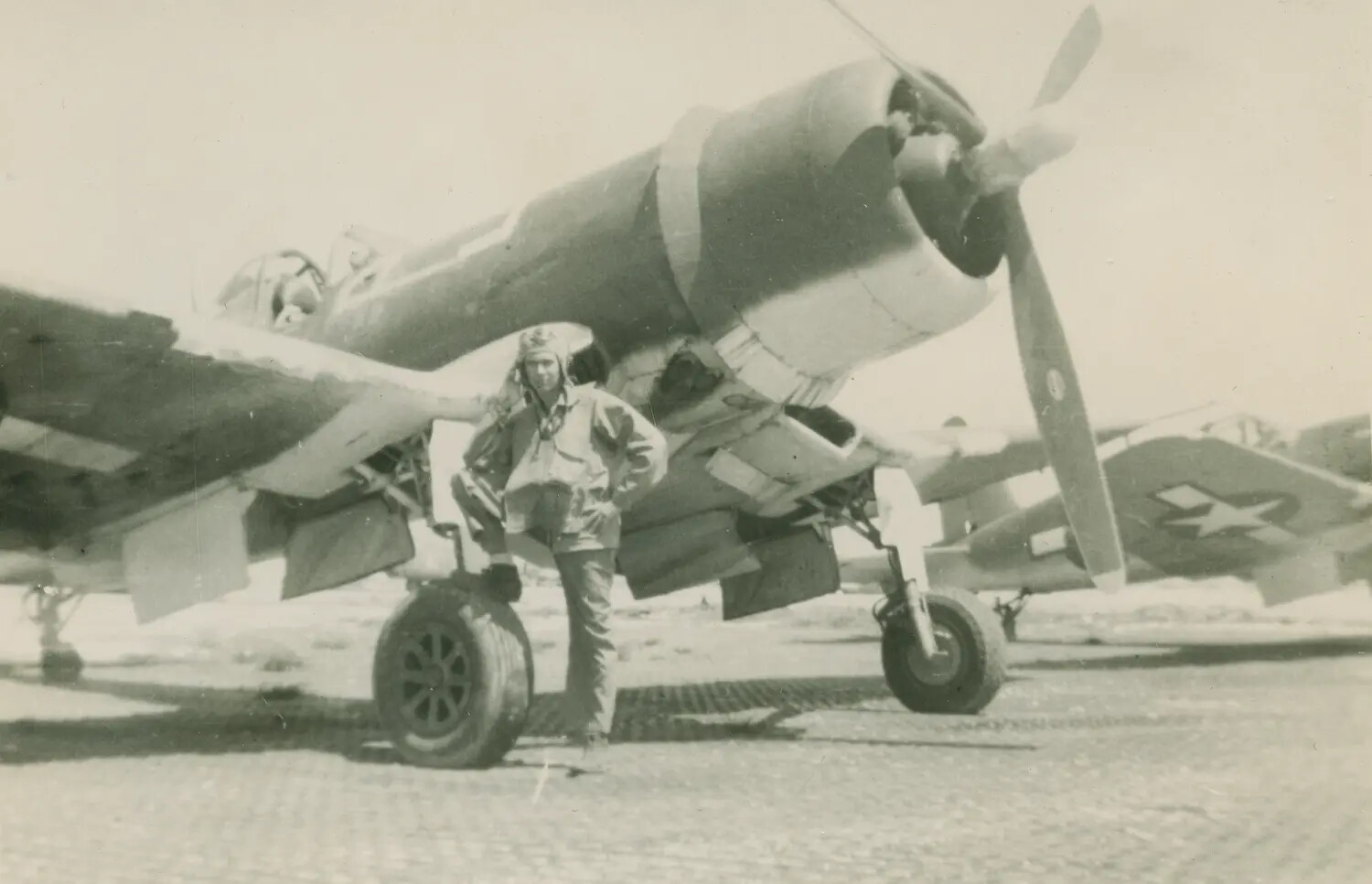 Naval Aviator with Vought F4U Corsair Fighter, WWII Pacific Theater (McAleer Collection)