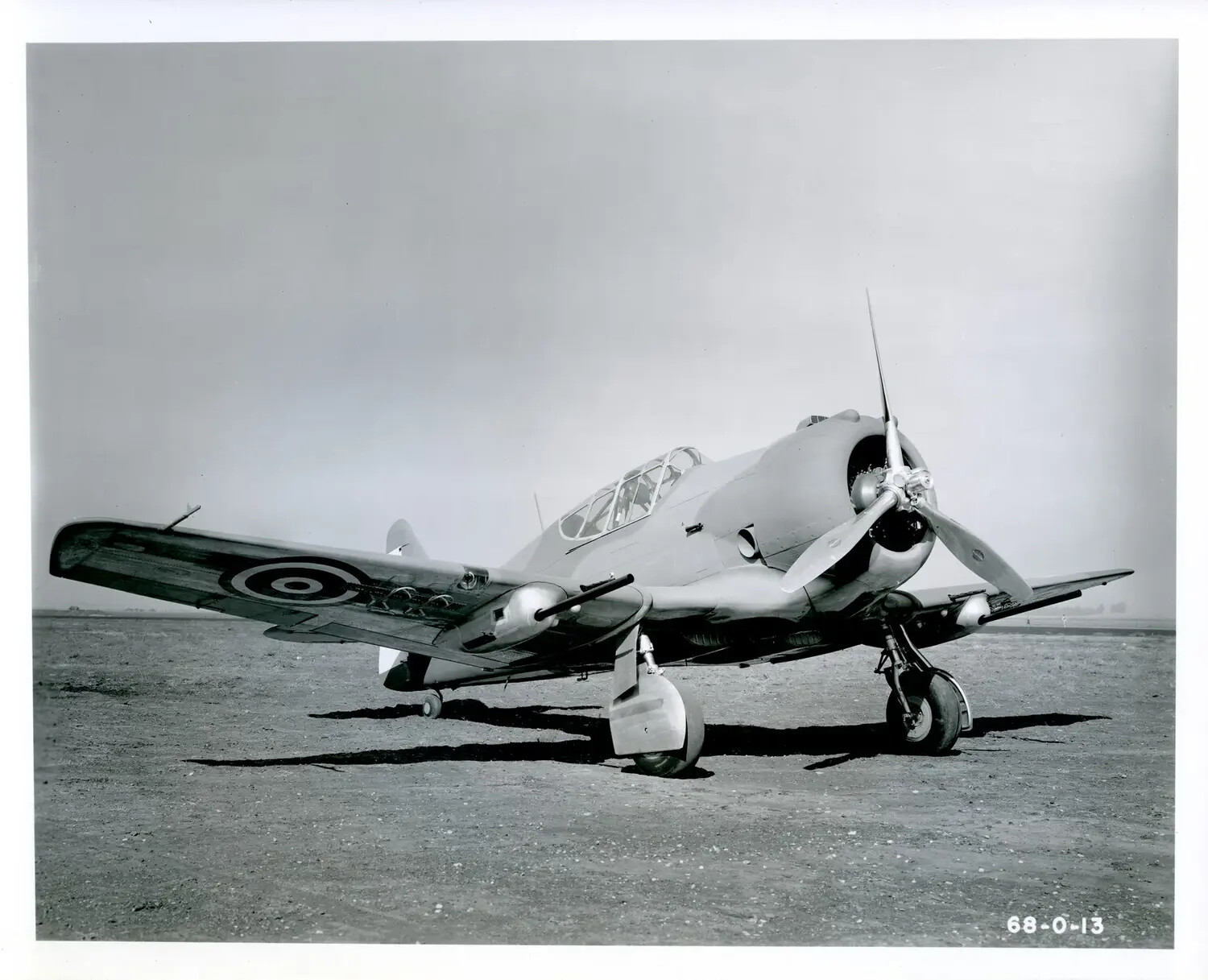 Single-Engine Military Monoplane with Commonwealth Roundel, Factory/Test Photograph, WWII Era