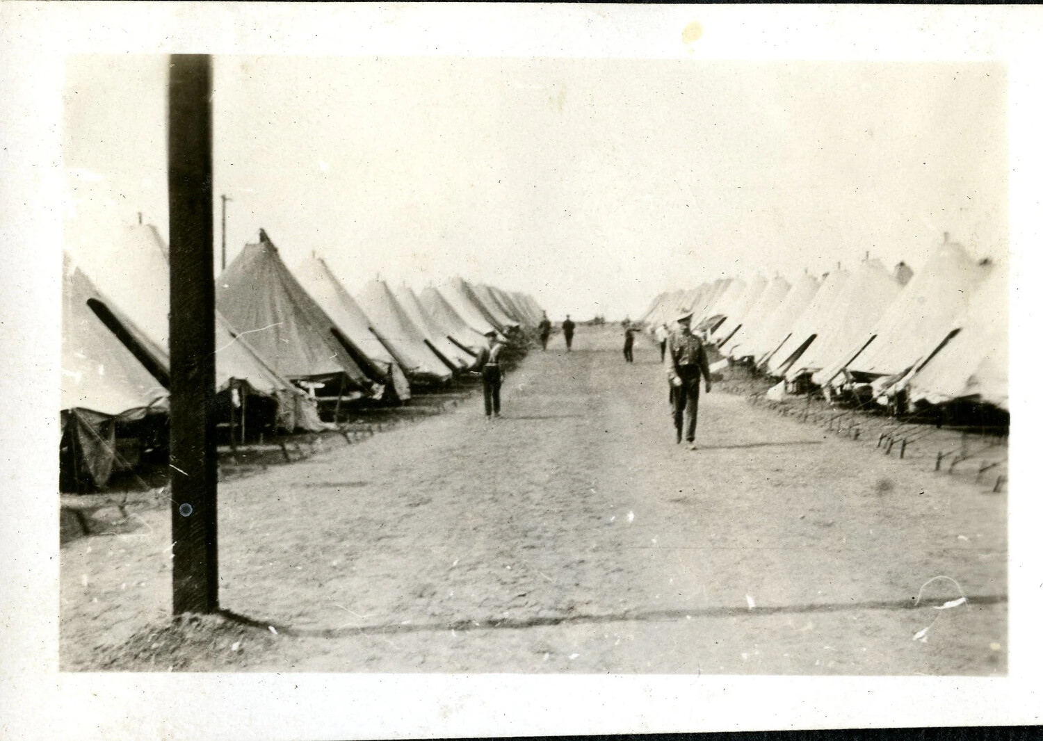 Company Street Lined with Pyramidal Tents at a U.S. Army Training Camp, WWI Era