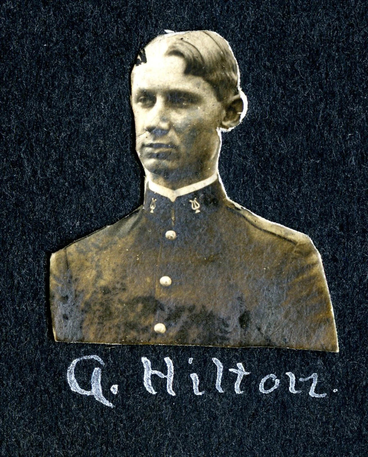 Scrapbook Portrait of a Uniformed Serviceman Identified as 'G. Hilton' — USS Columbia Album