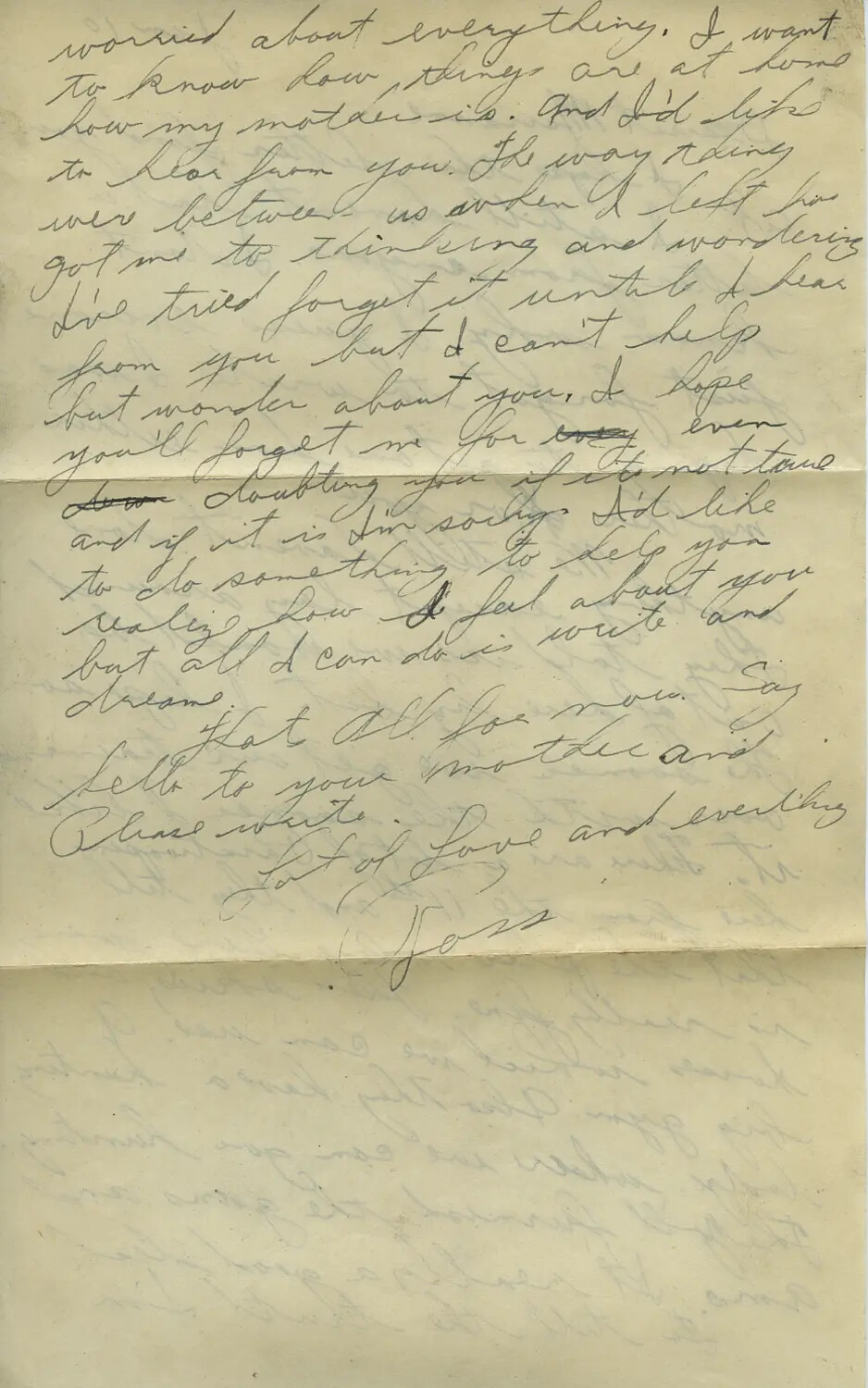 Handwritten Personal Letter Page, WWII-Era Correspondence, Moon/Sammiet Collection
