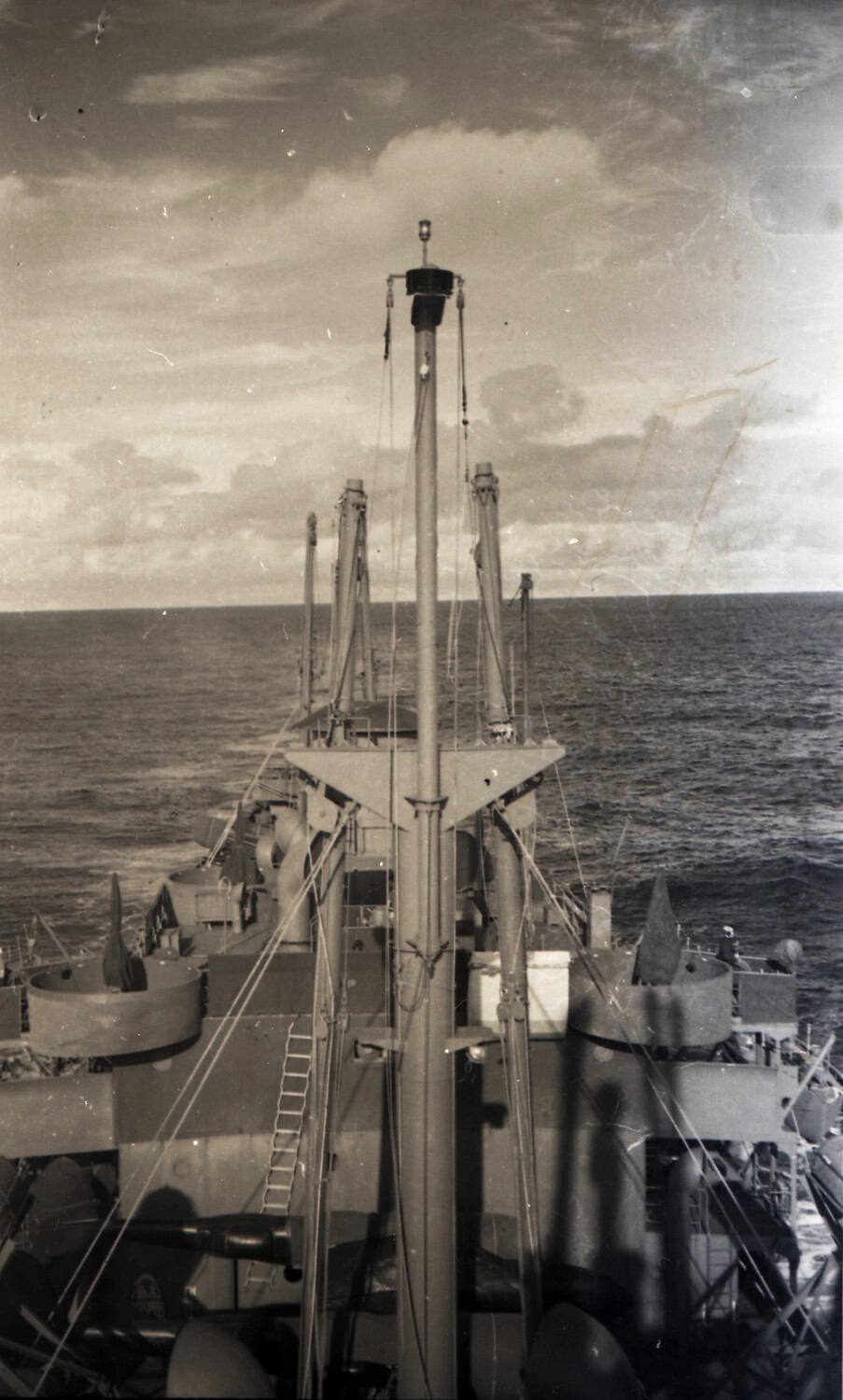 View from the Mast of a WWII Cargo/Transport Ship at Sea, CBI Theater