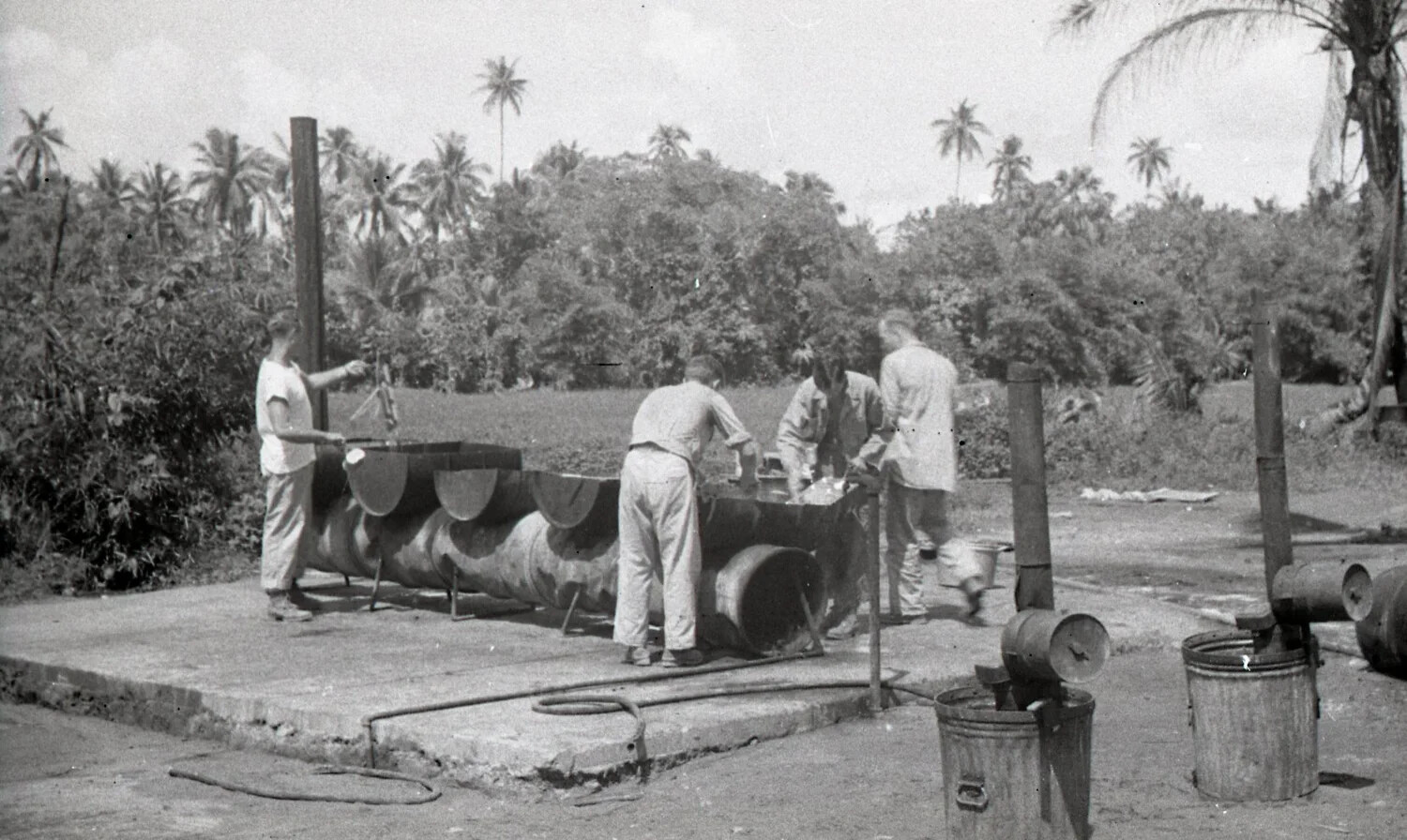 U.S. Army Field Mess-Kit Washing Station, Luzon, Philippines, WWII