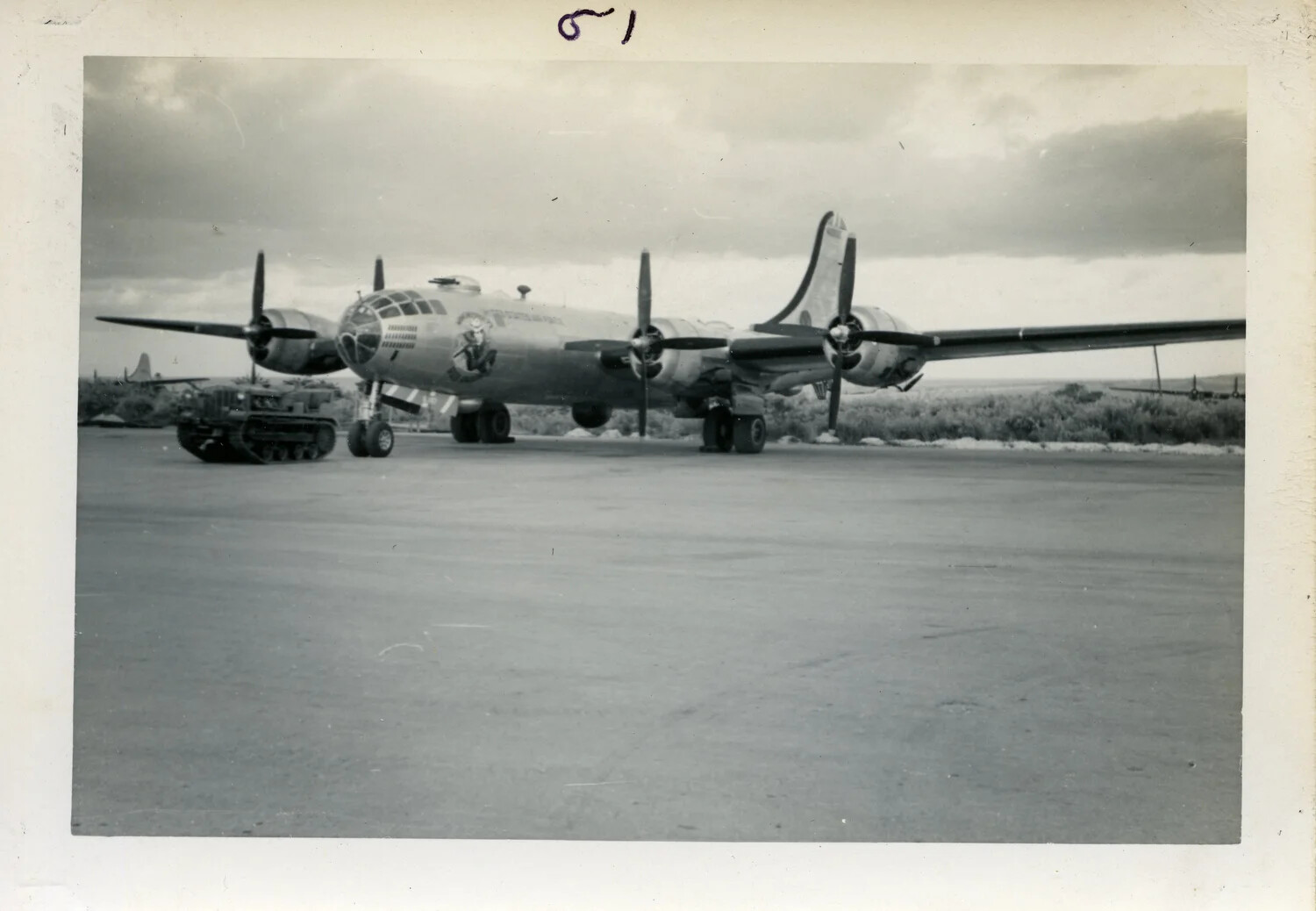 Boeing B-29 Superfortress on Pacific Island Airfield Hardstand, WWII