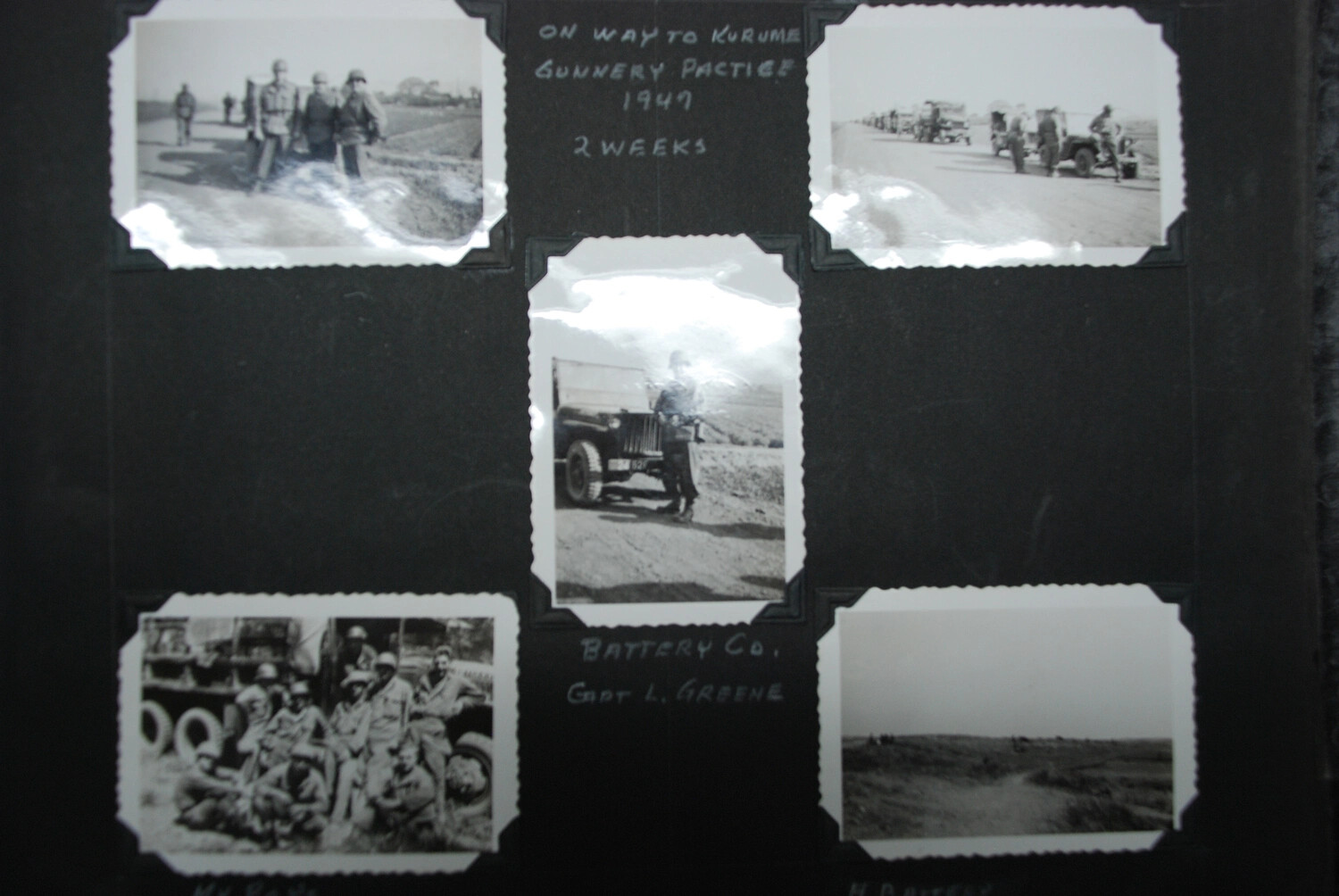 Photo Album Page: U.S. Army Gunnery Practice Near Kurume, Japan, 1947