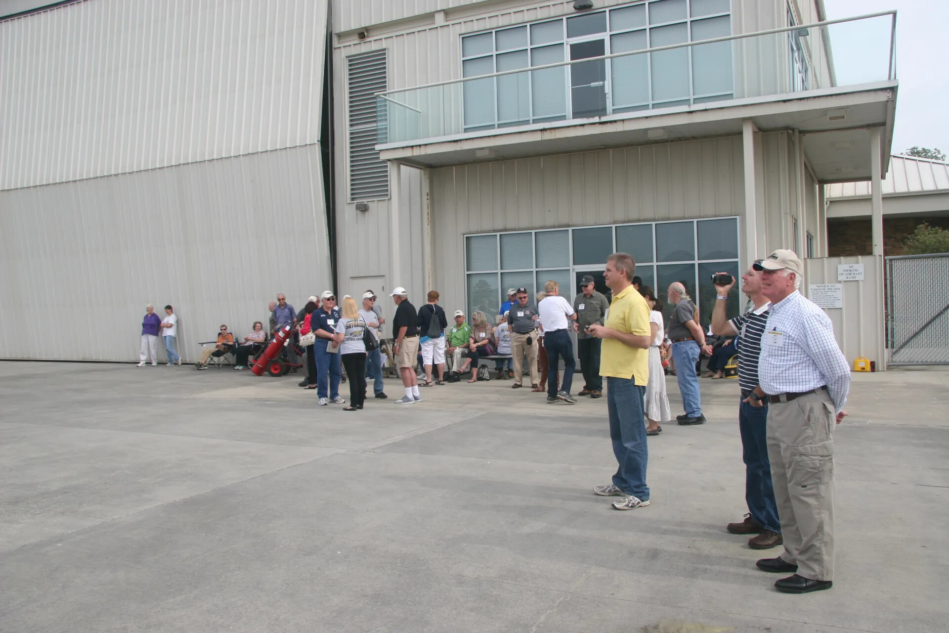 Crowd Gathered Outside Hangar Watching Flyby, Operation Tailwind Reunion, April 30, 2016