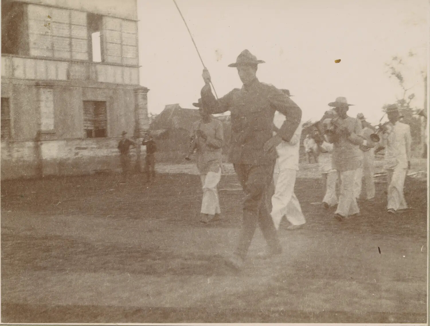 American Officer Leading a Filipino Band on the March, Philippines, c. 1898-1905
