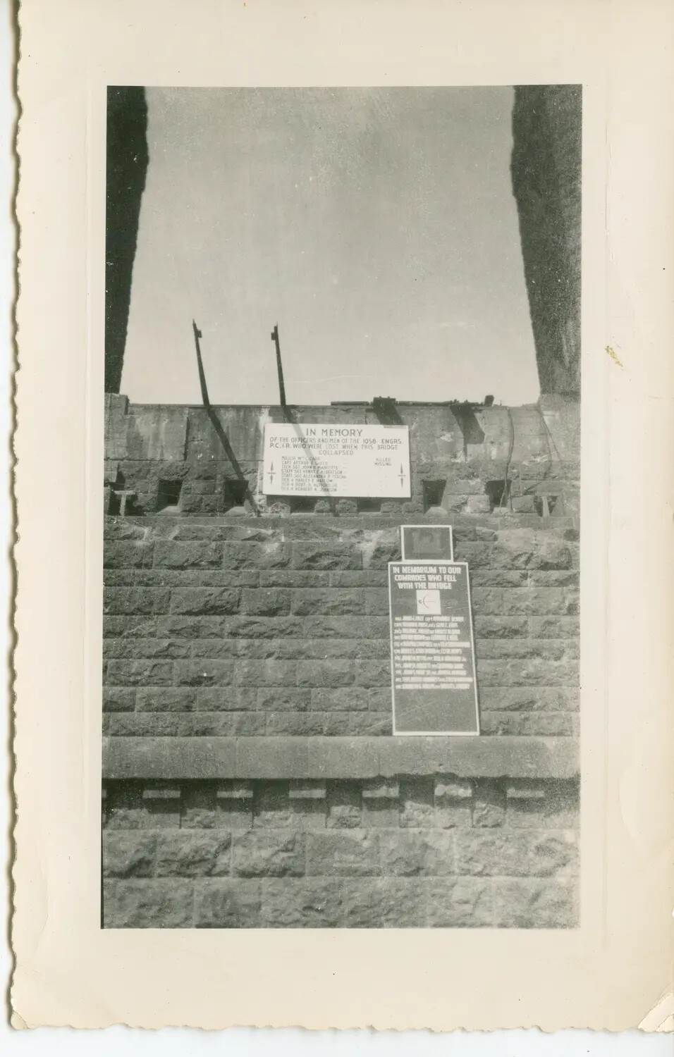 Memorial Plaques Commemorating Officers and Men of the 1056th Engineers Lost in a Bridge Collapse