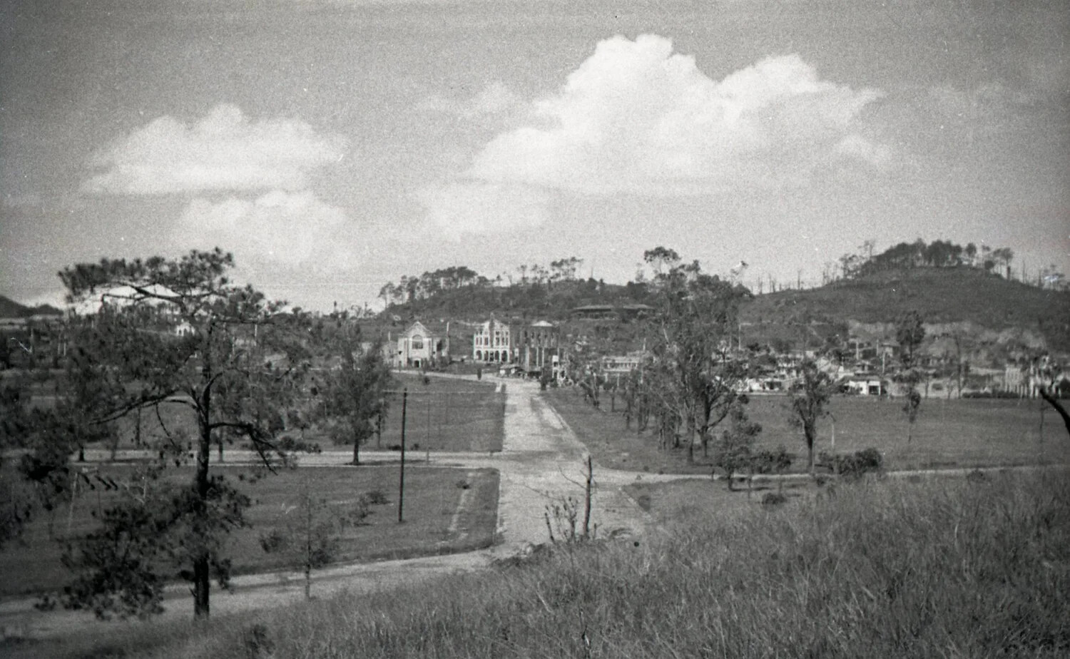 Elevated View of a Pine-Forested Luzon Highland Town, Philippines, WWII Era