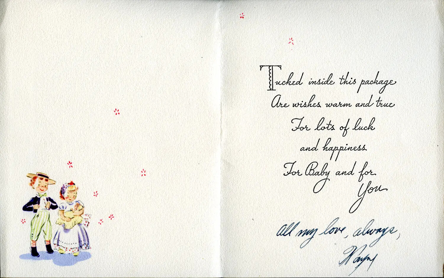 New Baby Congratulations Card (Interior), Bancroft Collection, Korean War Era