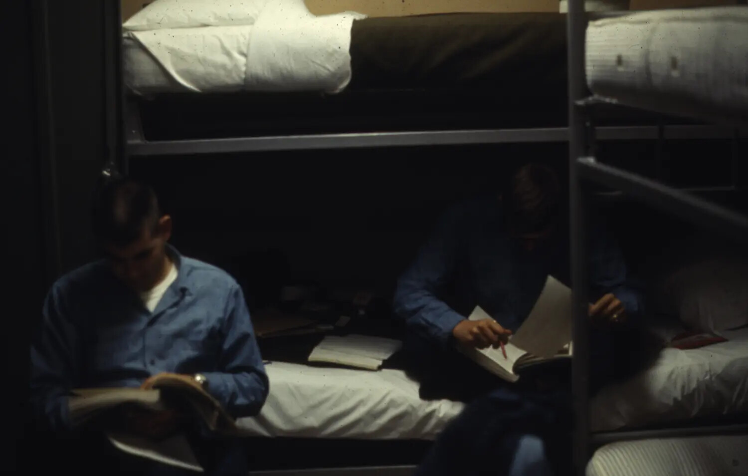 Sailors Reading and Writing in a Berthing Compartment Aboard USS Ticonderoga