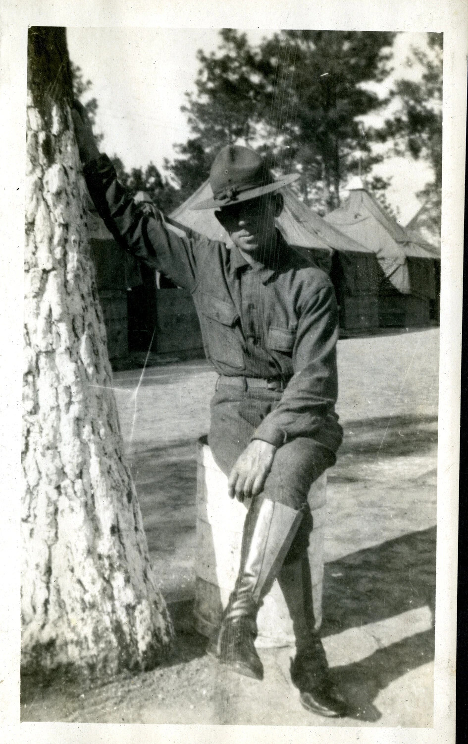 Portrait of an American Soldier at a WWI Training Camp
