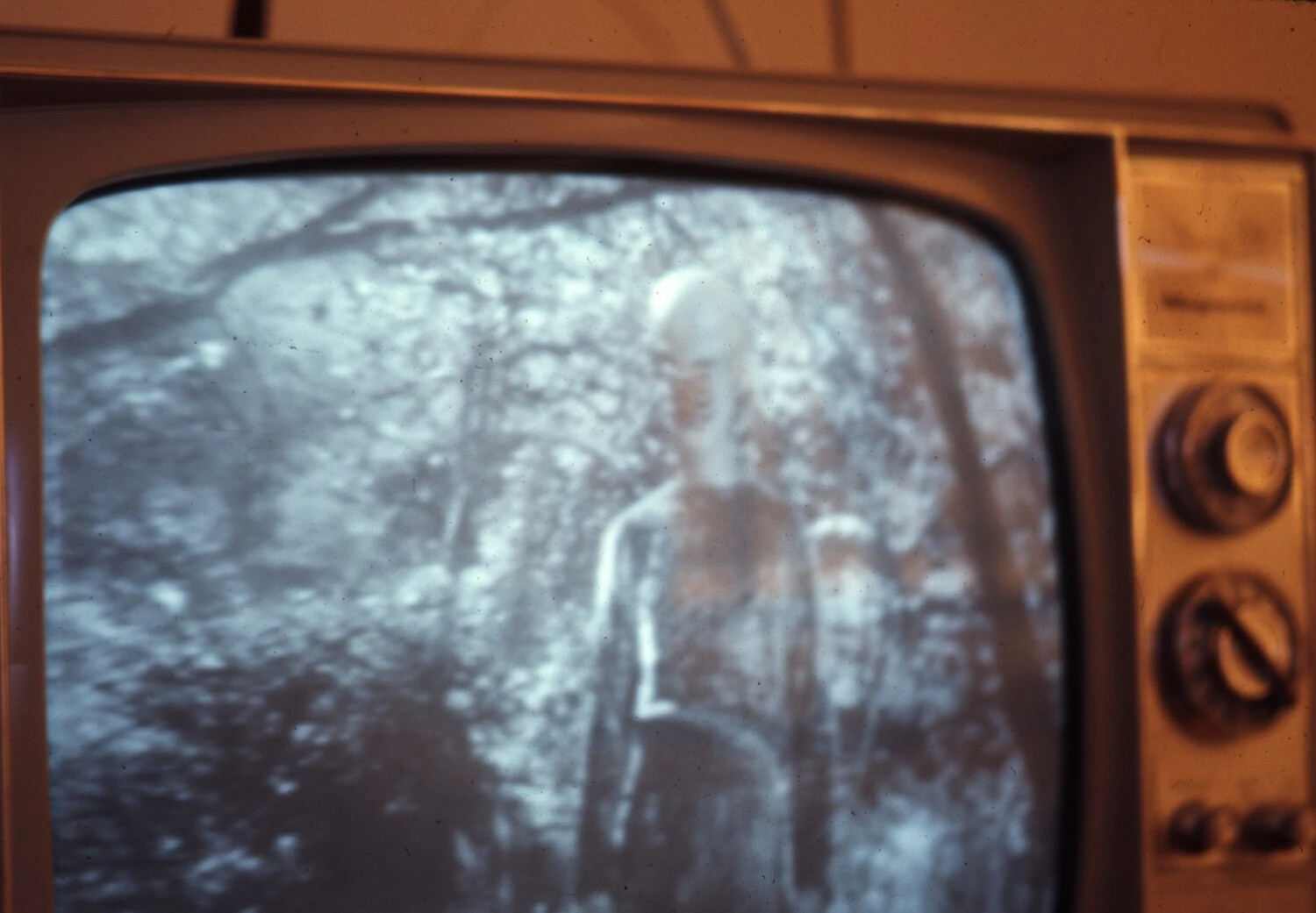 Television Screen Displaying Black-and-White News Footage, Vietnam War Era