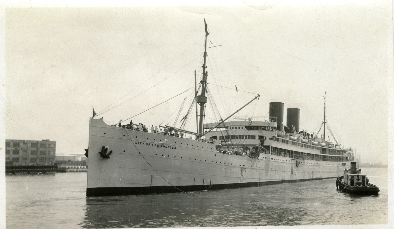 Steamship 'City of Los Angeles' in Harbor, Early 1900s