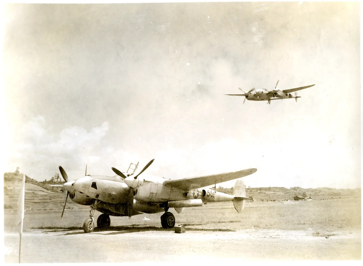 Lockheed P-38 Lightning Fighters at Forward Airstrip, China-Burma-India Theater, WWII