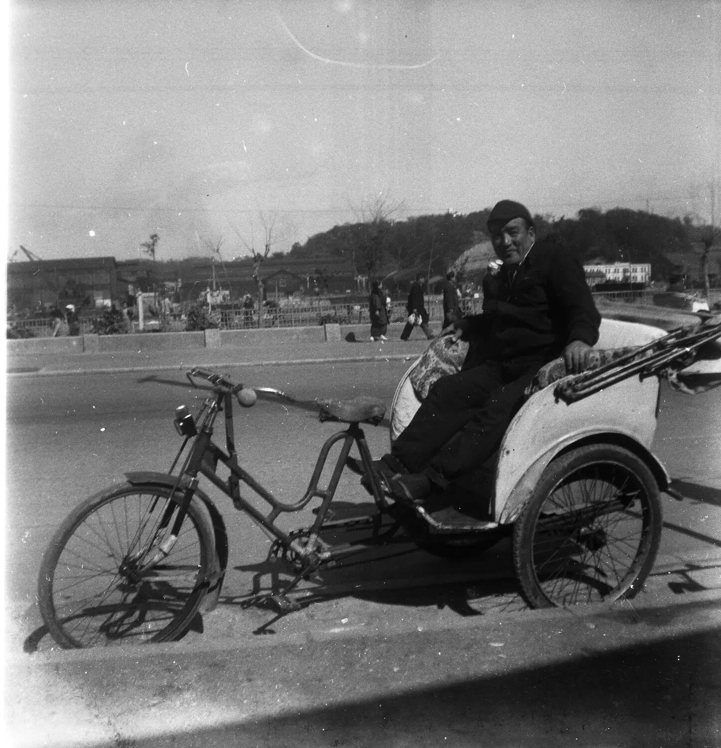 Cycle Rickshaw and Driver, Street Scene, Sasebo, Japan