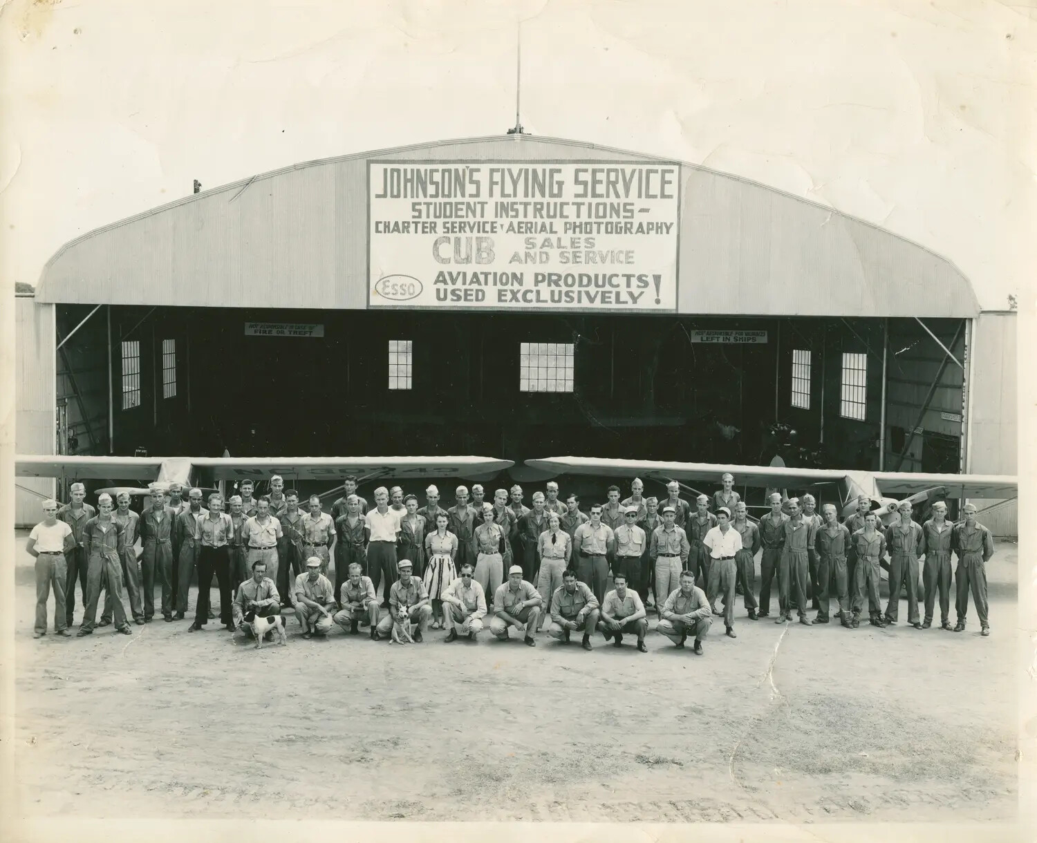 Flight Training Class Group Portrait, Johnson's Flying Service, Piper Cub Trainers