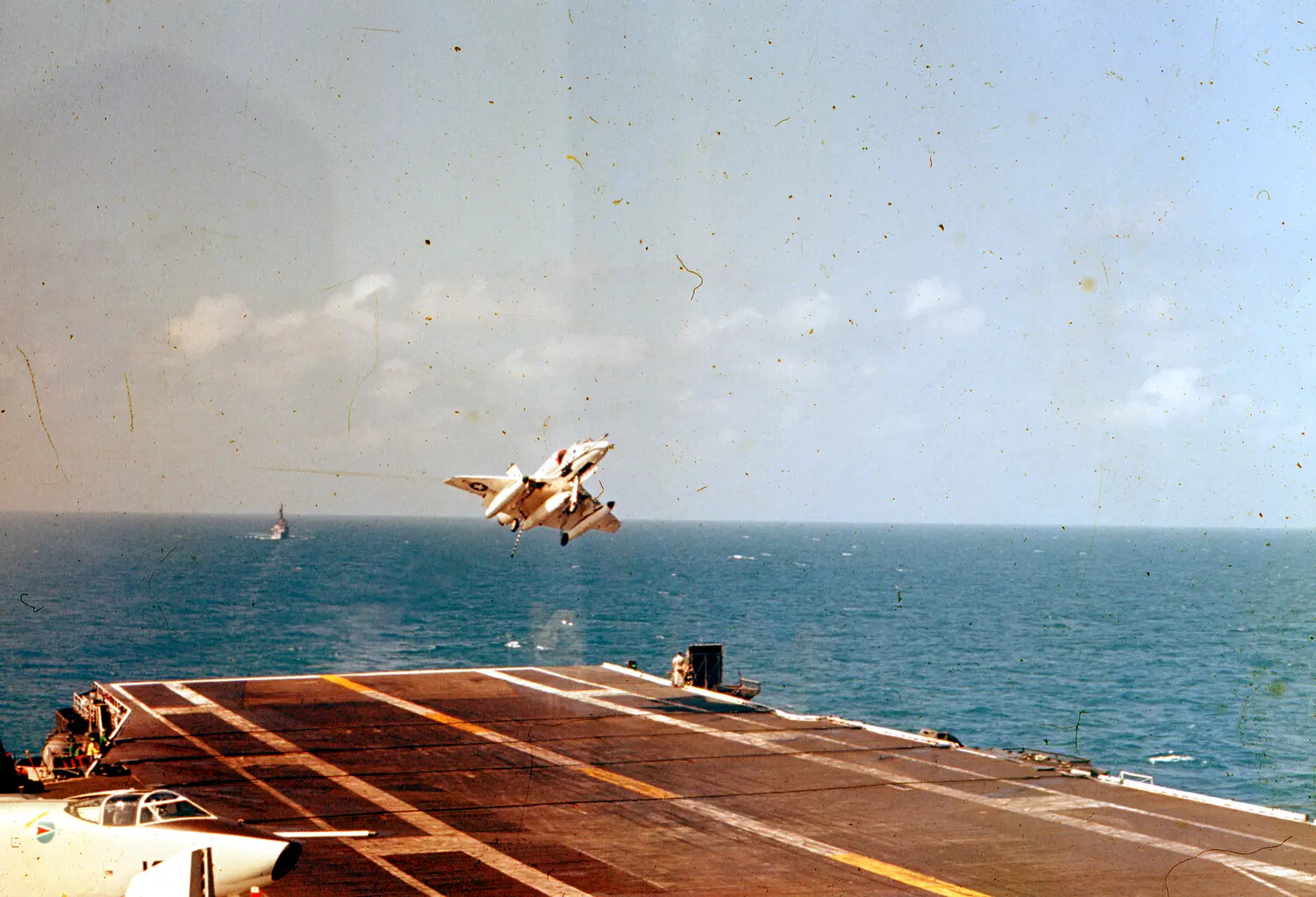 Jet Aircraft Launch from USS Ticonderoga Flight Deck, Vietnam War Era