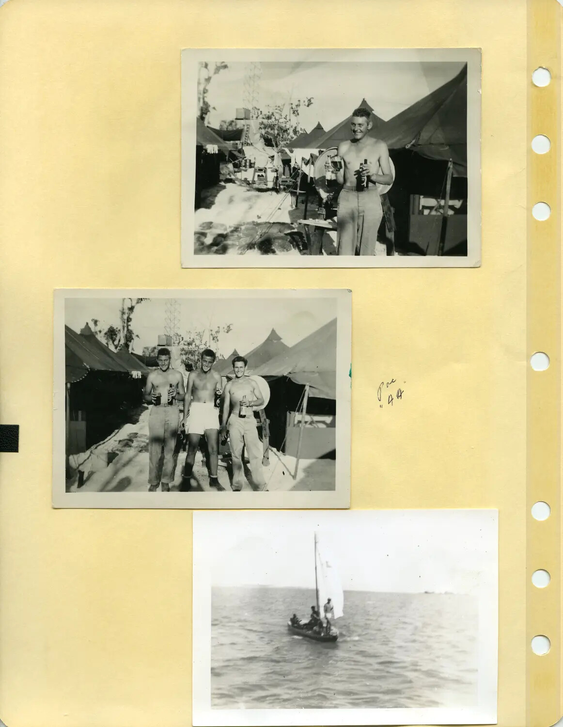 Edward P. McAleer Photo Album: Pacific Theater Tent Camp and Sailing Scene, WWII