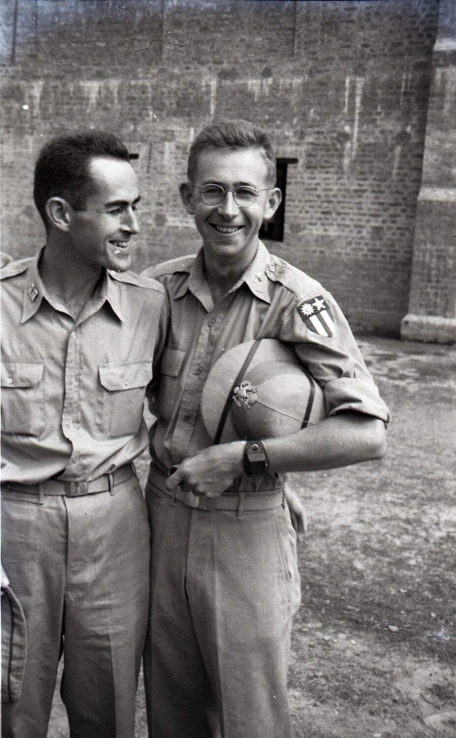 Two U.S. Army Officers, CBI Theater Shoulder Patch Visible — WWII China Burma Collection