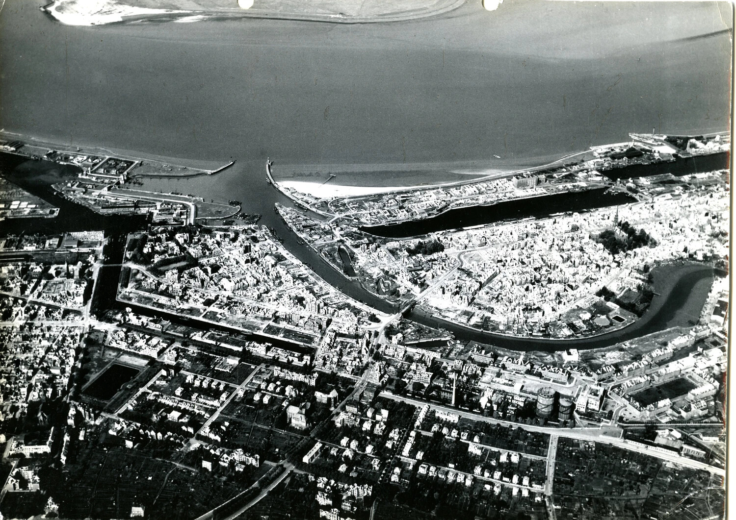 Vertical Aerial Reconnaissance Photograph of Wesermünde/Bremerhaven Harbor, WWII