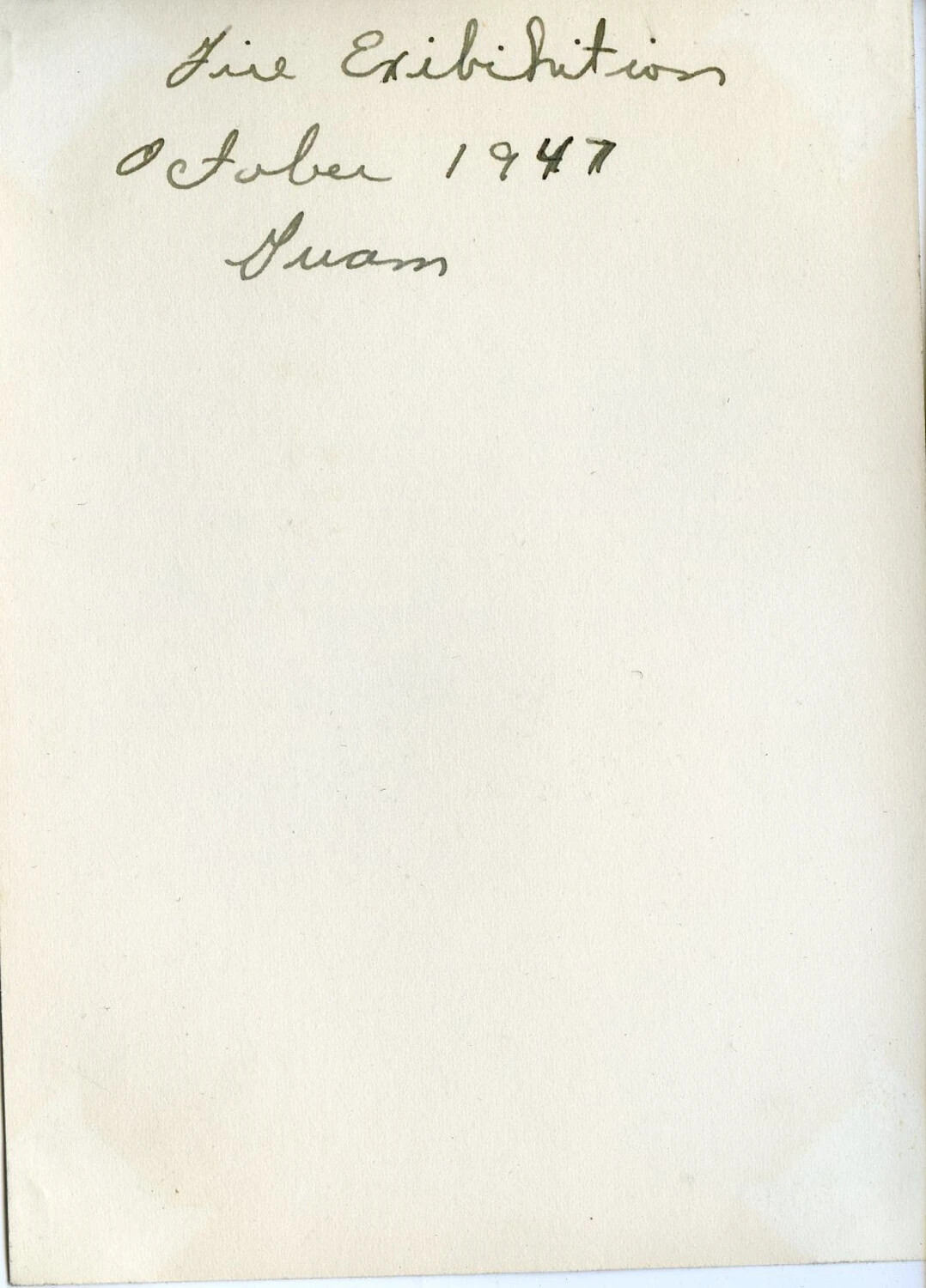 Album Caption Page: 'Fire Exhibition, October 1947, Guam' -- VR-6 Squadron Album, Agana, Guam