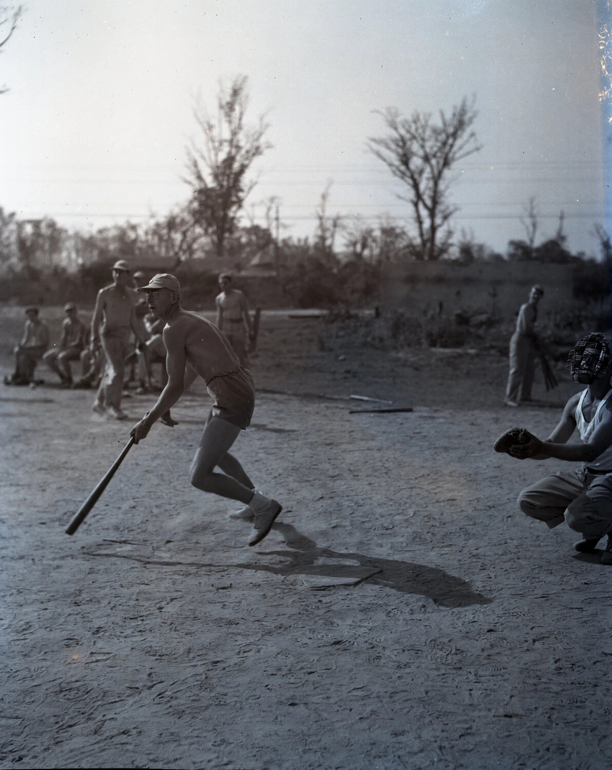 American Servicemen Playing Baseball at Burowan, CBI Theater, WWII