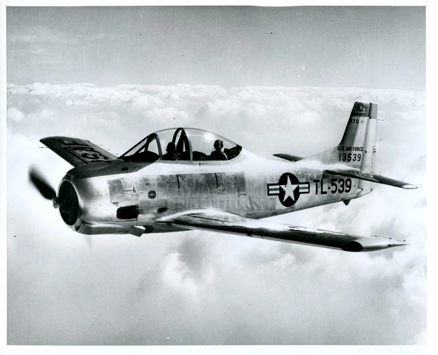 USAF North American T-28 Trojan Trainer in Flight, Serial 13539, Tail Code TL-539