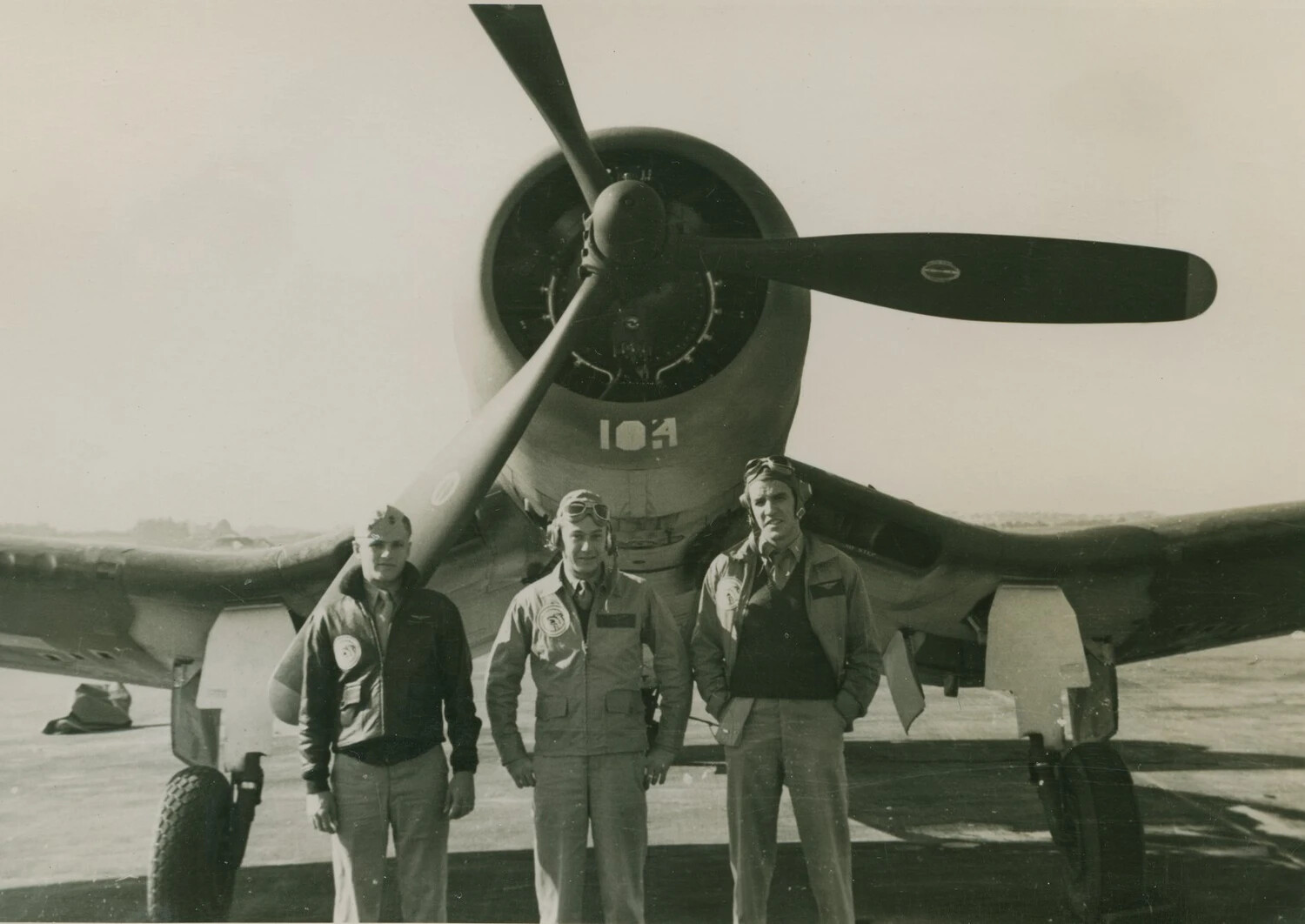 Three Naval Aviators in Front of FG-1D Corsair, McAleer Photo Album