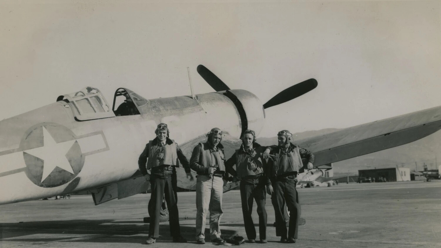 Four Fighter Pilots with Single-Engine Fighter Aircraft, WWII