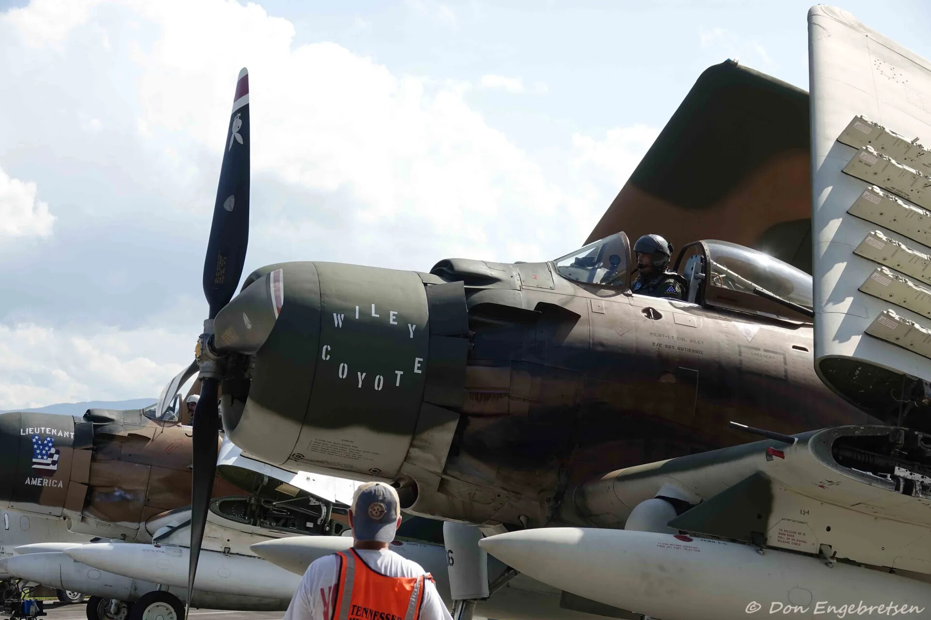 A-1 Skyraider 'Wiley Coyote' - Nose Detail with Pilot/Crew Chief Stencil, Tennessee Museum of Aviation Event, May 2019