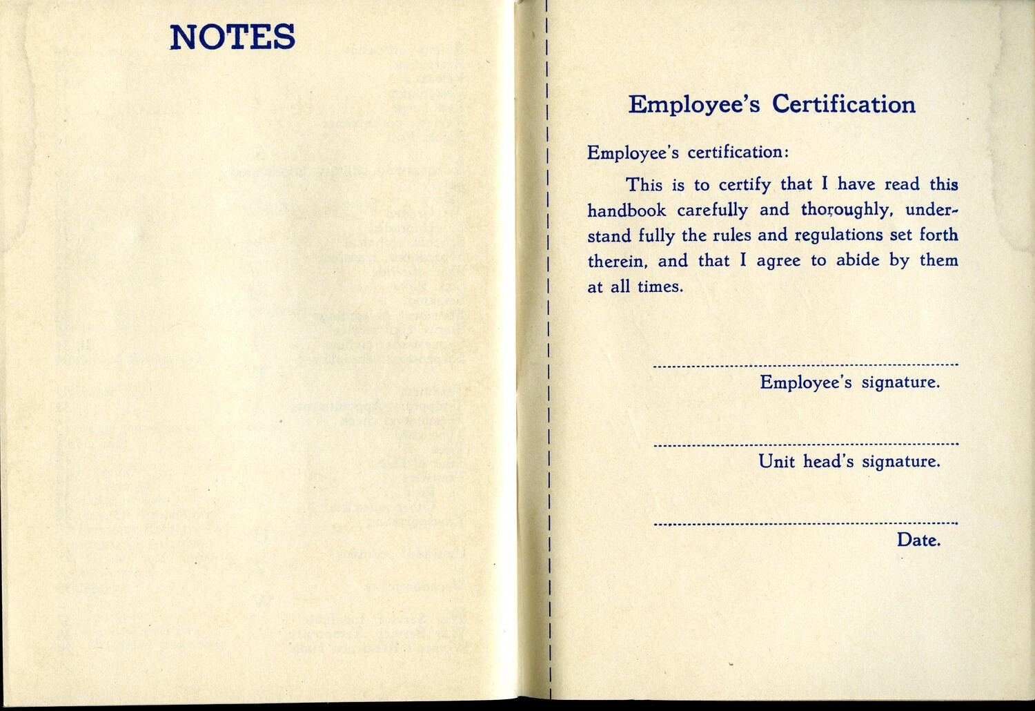 "Employee's Certification" Page, McClellan Field Personnel Guide Booklet