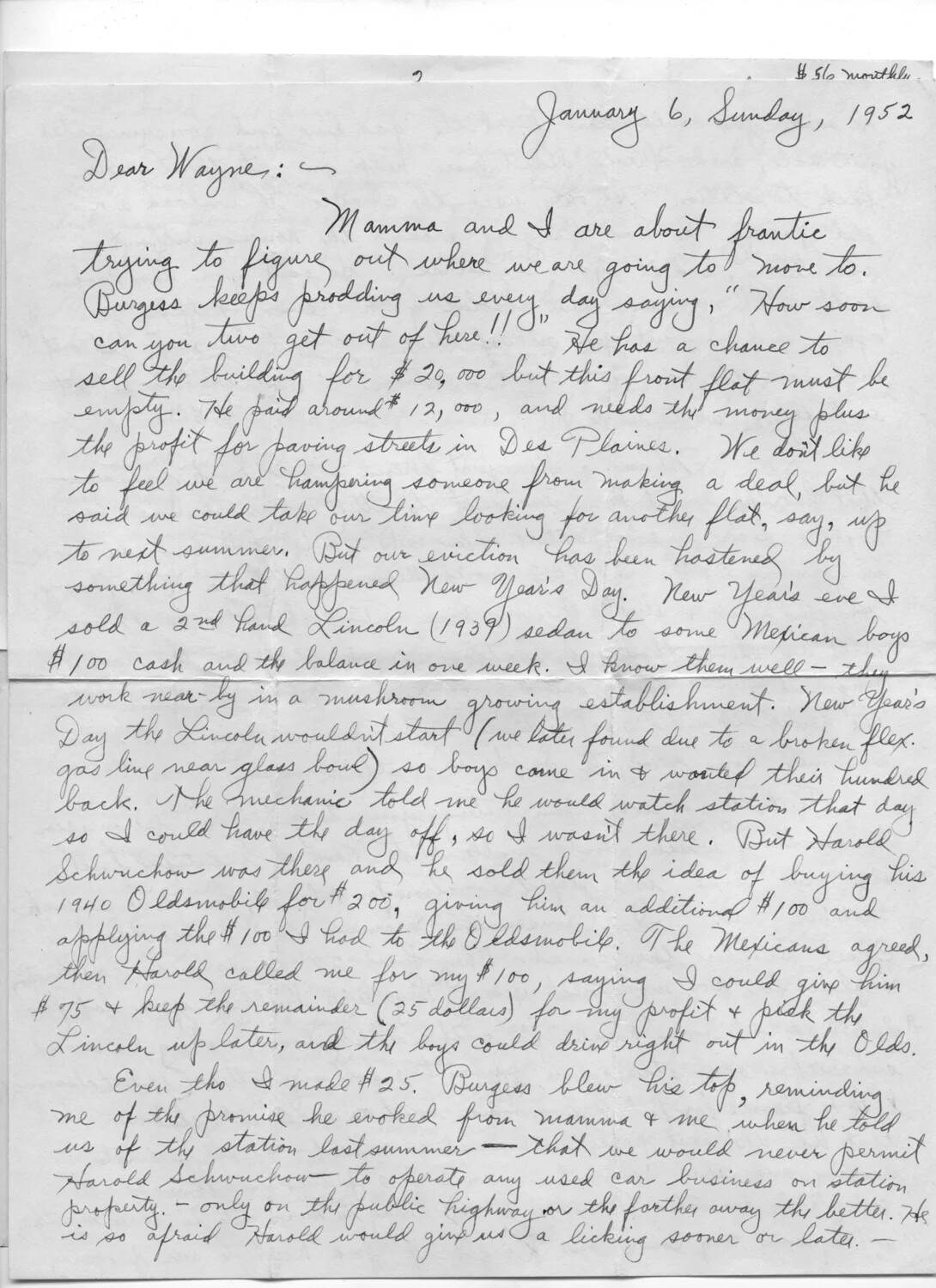 Handwritten Family Letter, Dated January 6, 1952 - Bancroft Korean War Collection