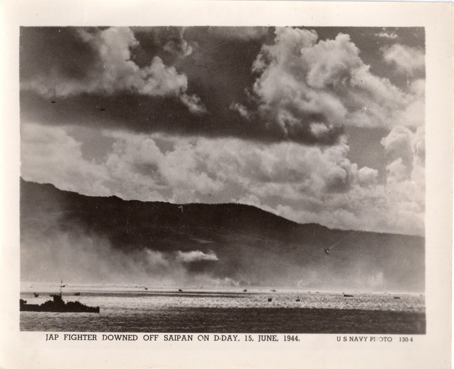 U.S. Navy Warship and Landing Craft Off Saipan on D-Day, 15 June 1944