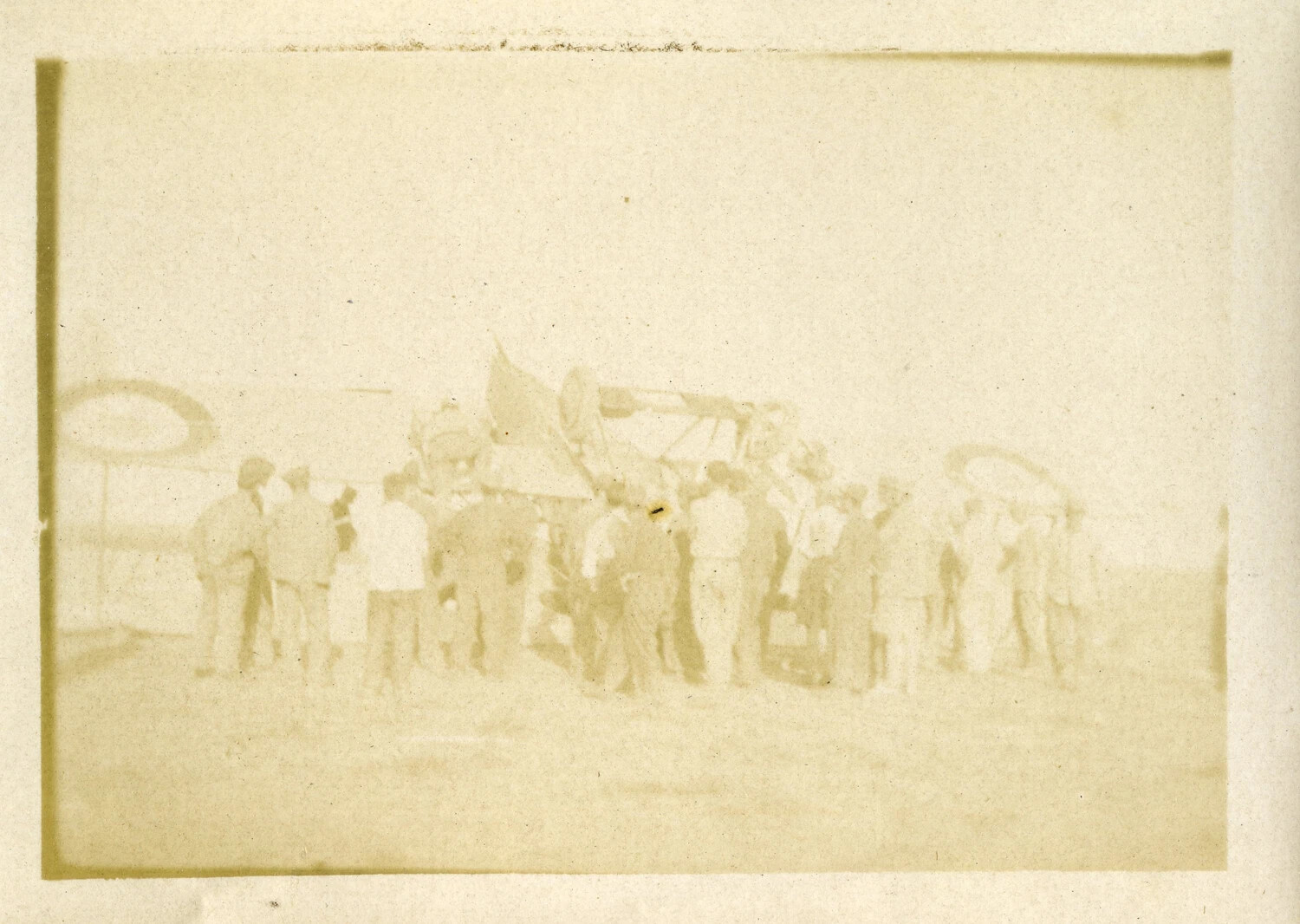 Group of Men and Biplane Aircraft with French Roundels, WWI French Pilot Album
