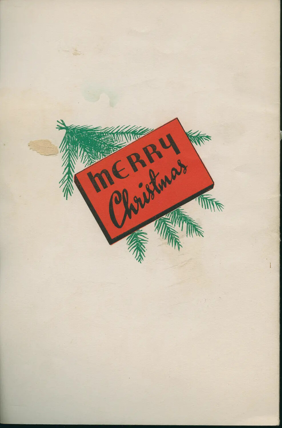 WWII-Era 'Merry Christmas' Greeting Card/Menu Cover, Margaroli Collection