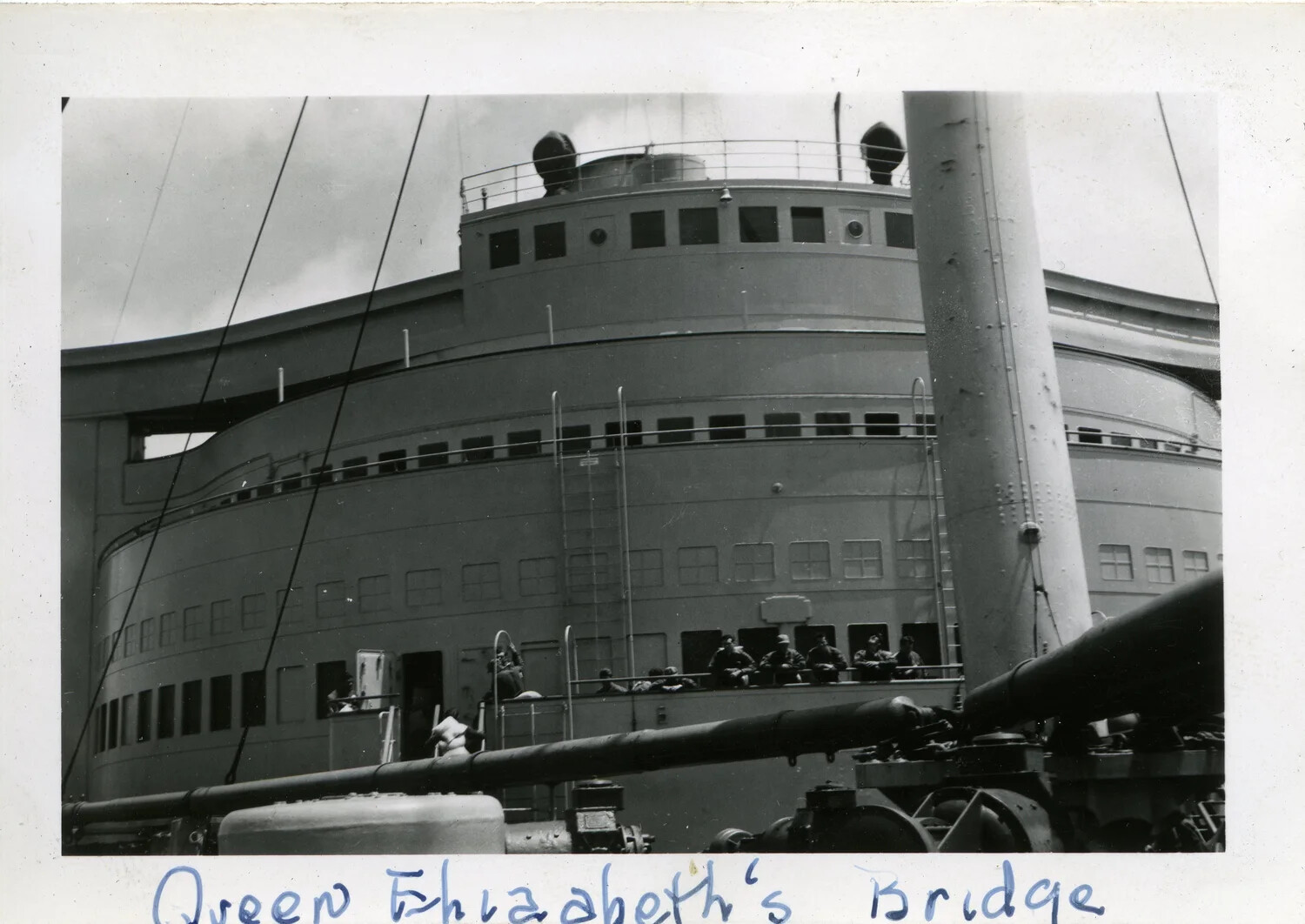 RMS Queen Elizabeth's Bridge with Troops on Deck, 44th Infantry Division Collection